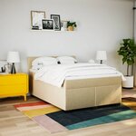 vidaXL Sommier à lattes de lit avec matelas Crème 140x190 cm Tissu