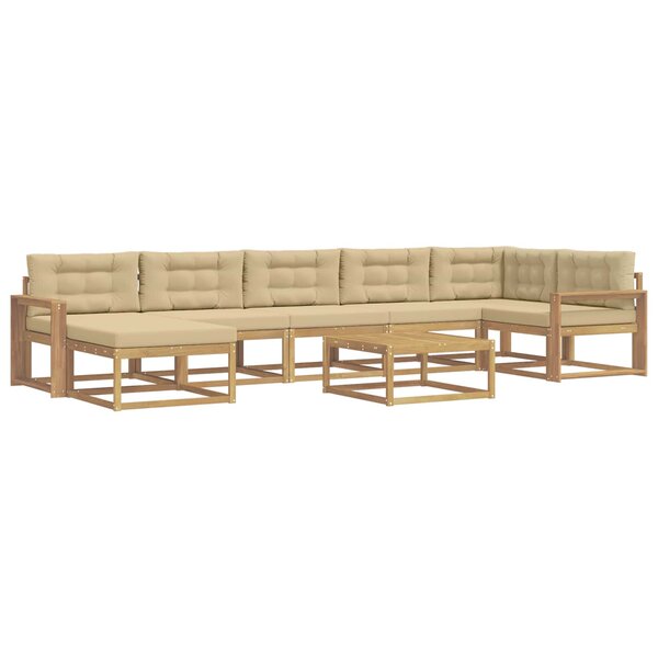 vidaXL Ensemble de canapés d'extérieur 8 Pièces Blanc et Beige