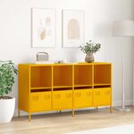 vidaXL Buffet jaune moutarde 135x39x73 5 cm acier laminé à froid