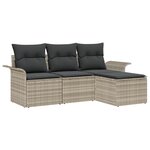 vidaXL Ensemble de 4 canapés de jardin avec coussins Gris clair Poly rattan