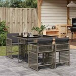 vidaXL Ensemble à manger de jardin 5 Pièces coussins gris résine tressée