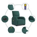 vidaXL Fauteuil inclinable de massage électrique Vert foncé Tissu