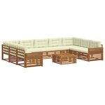 vidaXL Ensemble de canapés d'extérieur 10 pc Naturel et Crème