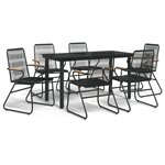 vidaXL Ensemble à manger de jardin 7 Pièces Noir Rotin PVC