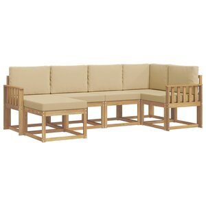 vidaXL Ensemble de canapés d'extérieur 6 Pièces Blanc et Beige Polyester