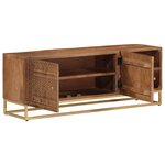 vidaXL Meuble TV 110x30x40 cm bois massif de manguier et fer