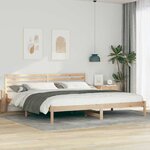 vidaXL Cadre de lit avec tête de lit Marron 180 x 220 cm Pin massif