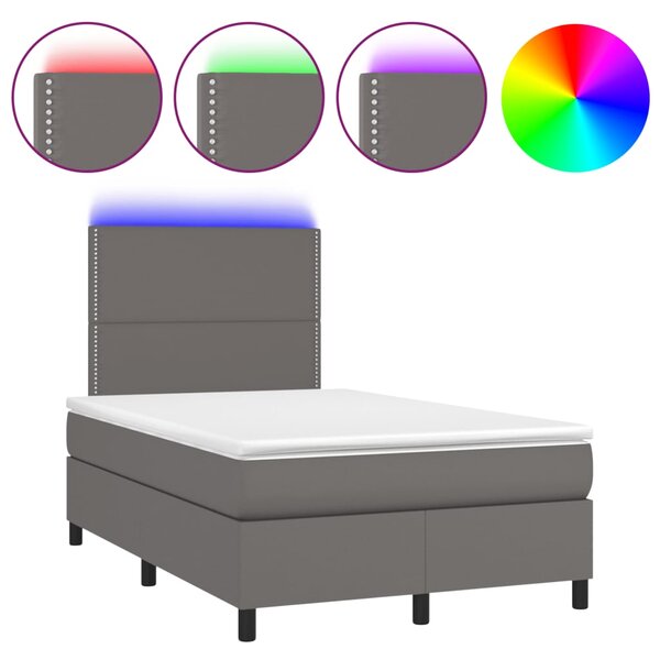 vidaXL Sommier à lattes de lit matelas LED gris 120x190 cm similicuir