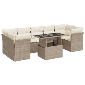 vidaXL Salon de jardin avec coussins 8 Pièces beige résine tressée