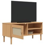 vidaXL Meuble TV SENJA aspect rotin marron 106x40x49cm bois massif pin