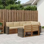 vidaXL Ensemble de canapés d'extérieur 7 pc Naturel et Beige Polyester
