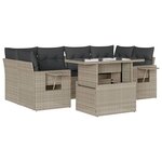 vidaXL Salon de jardin avec coussins 7 Pièces gris clair résine tressée