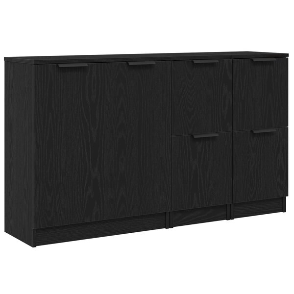 vidaXL Buffet 3 Pièces Chêne noir Bois d'ingénierie