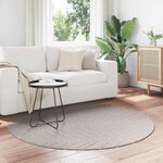 vidaXL Tapis de surface Rond HUARTE Crème Ø 200 CM Polyester