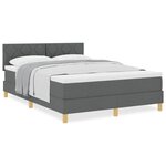 vidaXL Lit boxspring avec matelas Gris foncé 140 x 190 cm tissu