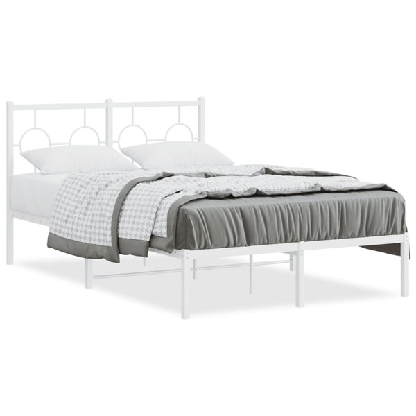 vidaXL Cadre de lit métal sans matelas et tête de lit blanc 120x190 cm