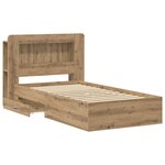 vidaXL Cadre de lit avec rangement Chêne artisanal 90 x 190 cm