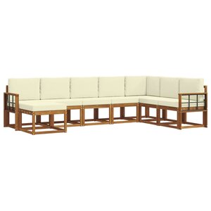 vidaXL Ensemble de canapés d'extérieur 8 pc Naturel et Crème