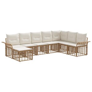 vidaXL Ensemble de canapés d'extérieur 8 Pièces Blanc Naturel et Crème