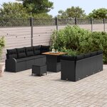 vidaXL Ensemble de canapé de jardin 11 Pièces Noir Poly rotin