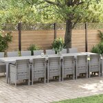 Ensemble de salle à manger de jardin de 15 pièces avec coussins Gris clair Rotin poly