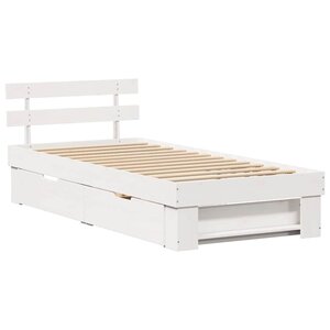 vidaXL Cadre de lit avec tiroir Blanc 90 x 200 cm Bois massif en pin