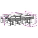 vidaXL Ensemble à manger de jardin 11Pièces avec coussins gris poly rotin