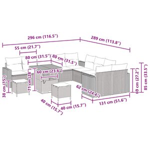 vidaXL Ensemble de canapé de jardin avec coussin 17 Pièces Noir polyrotin