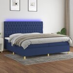 vidaXL Sommier à lattes de lit et matelas et LED Bleu 200x200 cm Tissu
