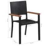 vidaXL Mobilier d'extérieur 7 Pièces Résine tressée et bois d'acacia Noir