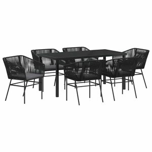 vidaXL Ensemble de salle à manger pour jardin 7 Pièces Noir Poly rotin