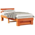 vidaXL Cadre de lit avec tête de lit Brun cire 75 x 190 cm Pin massif