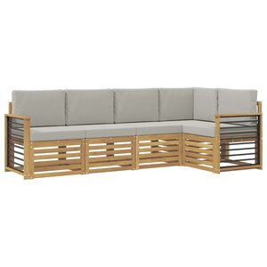 vidaXL Ensemble de canapés d'extérieur 5 Pièces Blanc et gris clair