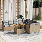 vidaXL Salon de jardin avec coussins 10 Pièces beige résine tressée