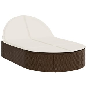 vidaXL Chaise longue double avec coussins marron résine tressée