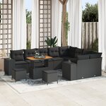 Ensemble de Canapés de Jardin 12 pièces avec Coussins Noir Rattan Synthétique Acacia
