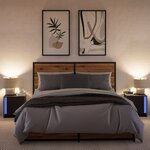 vidaXL Armoires de chevet et lumières LED 2 Pièces noir bois d'ingénierie