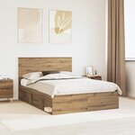 vidaXL Cadre de lit Chêne artisan 140 x 190 cm Bois de pin massif
