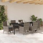 vidaXL Ensemble de salle à manger pour jardin 7 Pièces Gris polyrotin