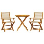 vidaXL Ensemble de bistro 3 Pièces beige polypropylène et bois massif