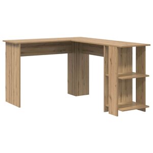 vidaXL Bureau d'angle avec rangement avec étagère chêne artisanal