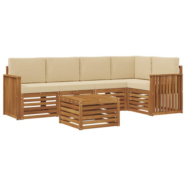 vidaXL Ensemble de canapés d'extérieur 6 pc Naturel et Beige Polyester