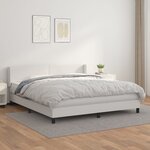 vidaXL Sommier à lattes de lit avec matelas Blanc 160x200cm Similicuir