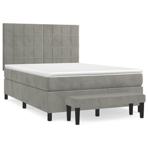 vidaXL Sommier à lattes de lit et matelas Gris clair 140x200cm Velours