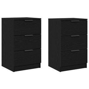 vidaXL Cabinet de chevet avec tiroir 2 Pièces Chêne noir 40 x 65 x 65 cm