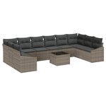 vidaXL Ensemble de salle à manger de jardin 10 pièces avec coussins noir poly rotin.