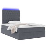 vidaXL Lit de rangement LED avec matelas Gris foncé 120 x 190 cm
