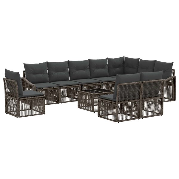 vidaXL Ensemble de canapé de jardin 11 Pièces Gris polyrotin