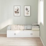 vidaXL Cadre de lit avec rangement Blanc 90 x 200 cm Bois d'ingénierie