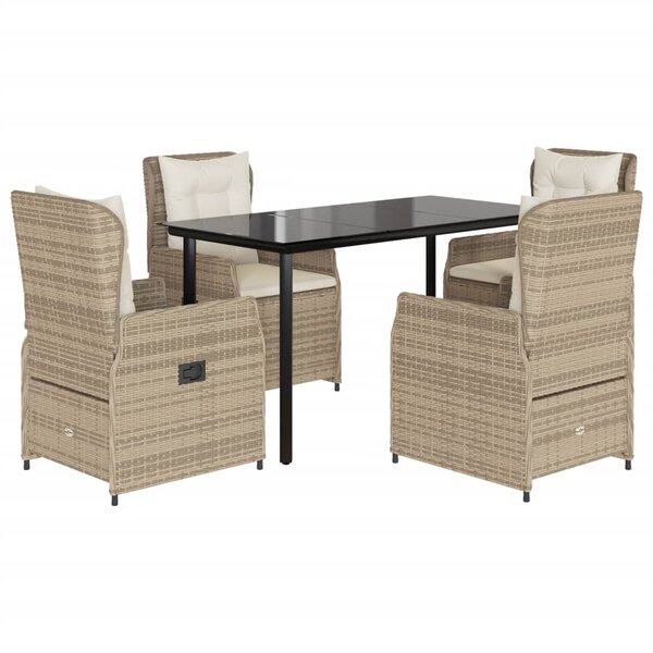 vidaXL Ensemble à manger de jardin avec coussins 5Pièces Beige poly rotin